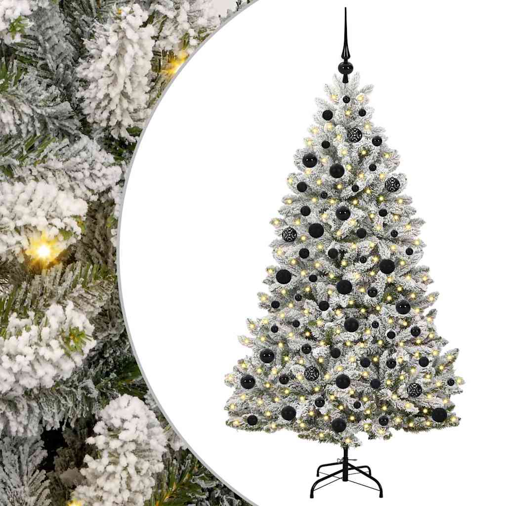 vidaXL Artificial Hinged Christmas Tree Green and White 180 cm