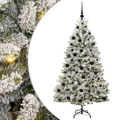vidaXL Artificial Hinged Christmas Tree Green and White 180 cm
