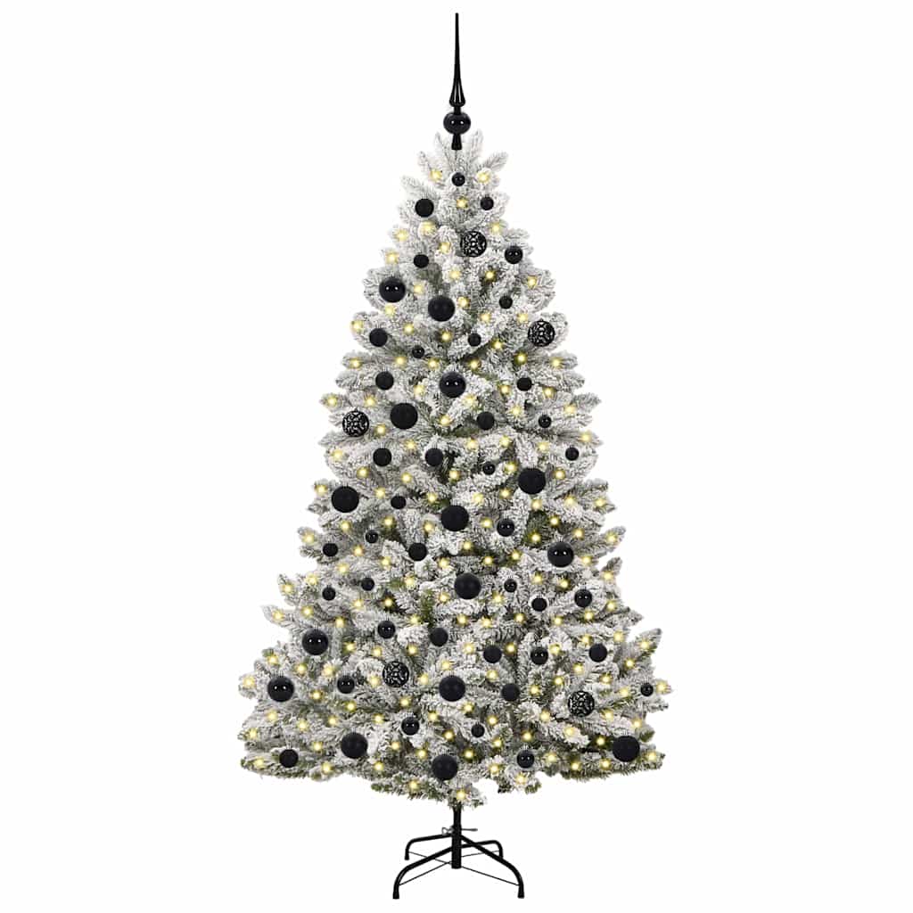 vidaXL Artificial Hinged Christmas Tree Green and White 180 cm