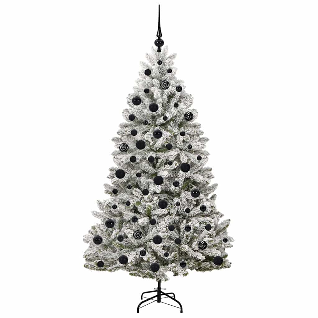 vidaXL Artificial Hinged Christmas Tree Green and White 180 cm