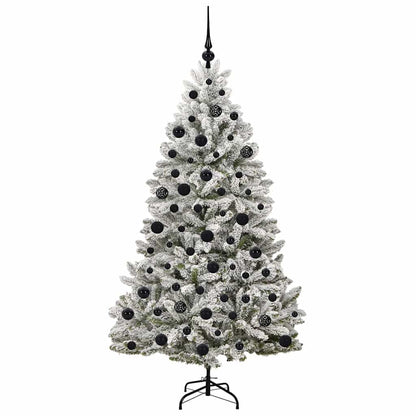 vidaXL Artificial Hinged Christmas Tree Green and White 180 cm