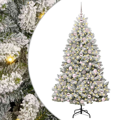 vidaXL Artificial Hinged Christmas Tree Green and White 180 cm - 47902