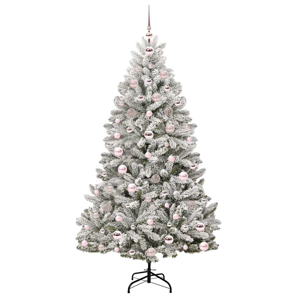 vidaXL Artificial Hinged Christmas Tree Green and White 180 cm - 47902