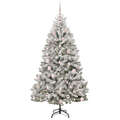 vidaXL Artificial Hinged Christmas Tree Green and White 180 cm - 47902