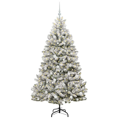 vidaXL Artificial Hinged Christmas Tree Green and White 180 cm - 47905