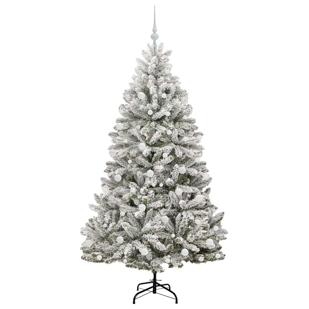vidaXL Artificial Hinged Christmas Tree Green and White 180 cm - 47905