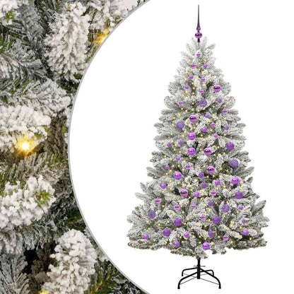 vidaXL Artificial Hinged Christmas Tree Green and White 180 cm - 47910