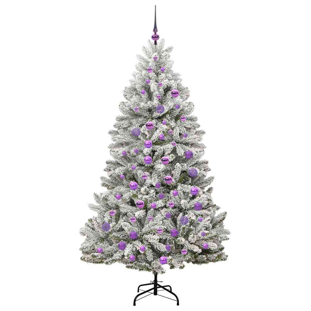 vidaXL Artificial Hinged Christmas Tree Green and White 180 cm - 47910