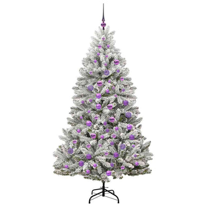 vidaXL Artificial Hinged Christmas Tree Green and White 180 cm - 47910