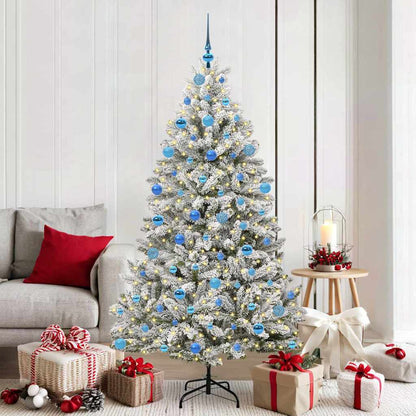 vidaXL Artificial Hinged Christmas Tree Green and White 180 cm - 47921
