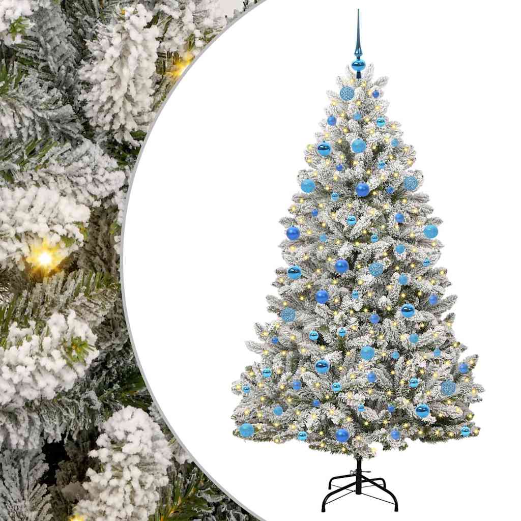 vidaXL Artificial Hinged Christmas Tree Green and White 180 cm - 47921