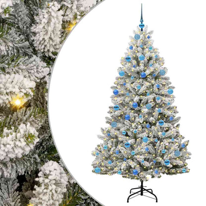 vidaXL Artificial Hinged Christmas Tree Green and White 180 cm - 47921