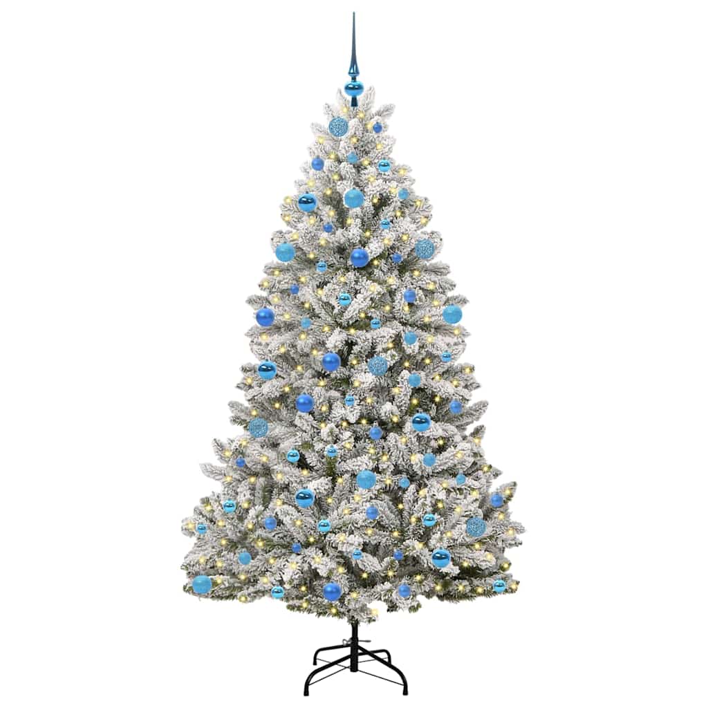 vidaXL Artificial Hinged Christmas Tree Green and White 180 cm - 47921