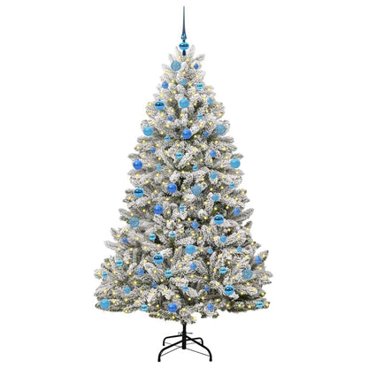 vidaXL Artificial Hinged Christmas Tree Green and White 180 cm - 47921