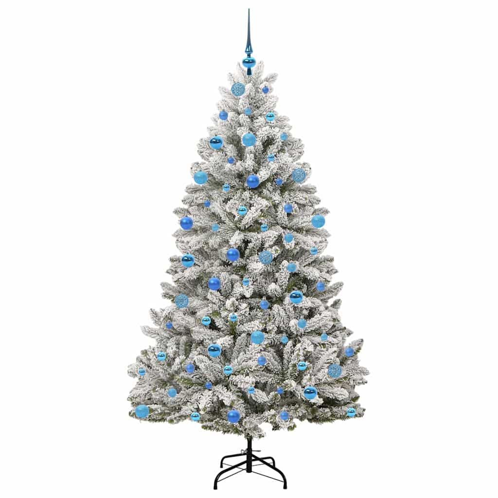 vidaXL Artificial Hinged Christmas Tree Green and White 180 cm - 47921