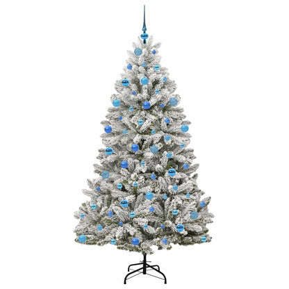 vidaXL Artificial Hinged Christmas Tree Green and White 180 cm - 47921