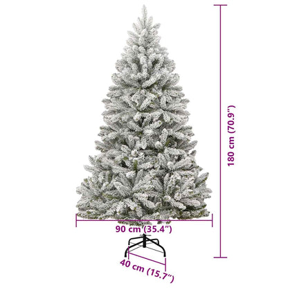 vidaXL Artificial Hinged Christmas Tree Green and White 180 cm - 47921