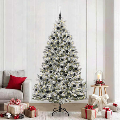 vidaXL Artificial Hinged Christmas Tree Green and White 210 cm