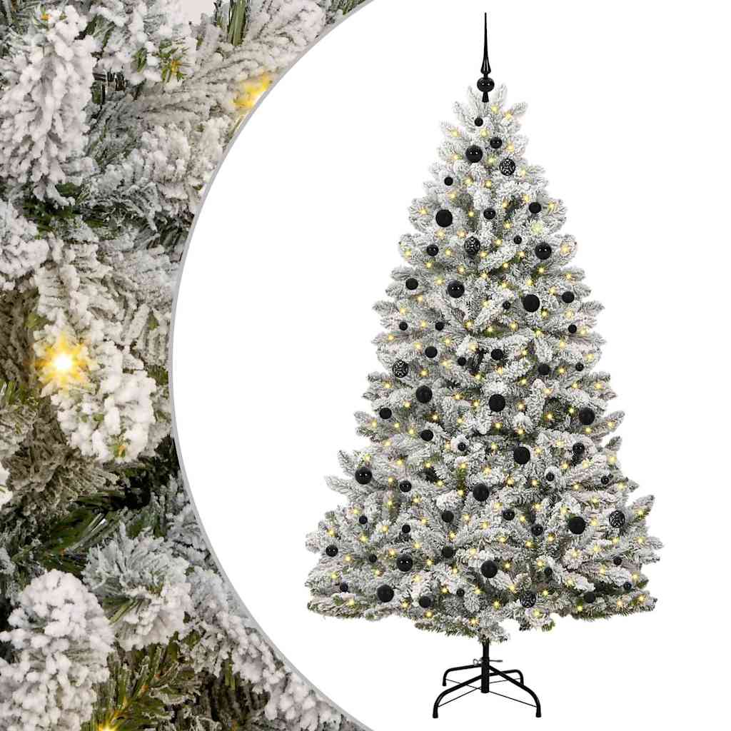 vidaXL Artificial Hinged Christmas Tree Green and White 210 cm