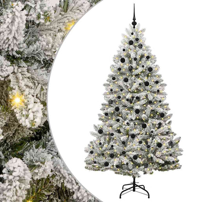vidaXL Artificial Hinged Christmas Tree Green and White 210 cm