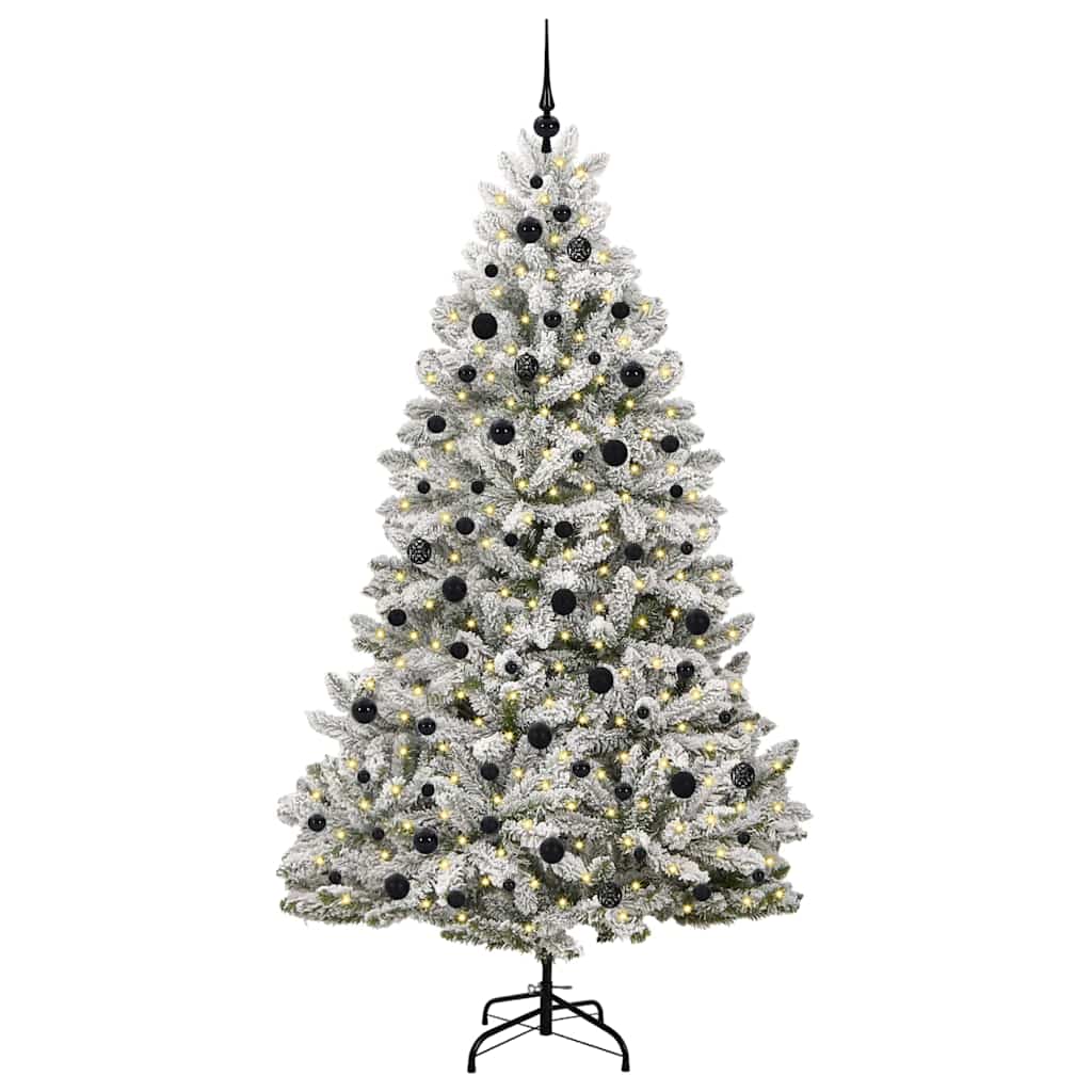 vidaXL Artificial Hinged Christmas Tree Green and White 210 cm