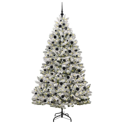 vidaXL Artificial Hinged Christmas Tree Green and White 210 cm