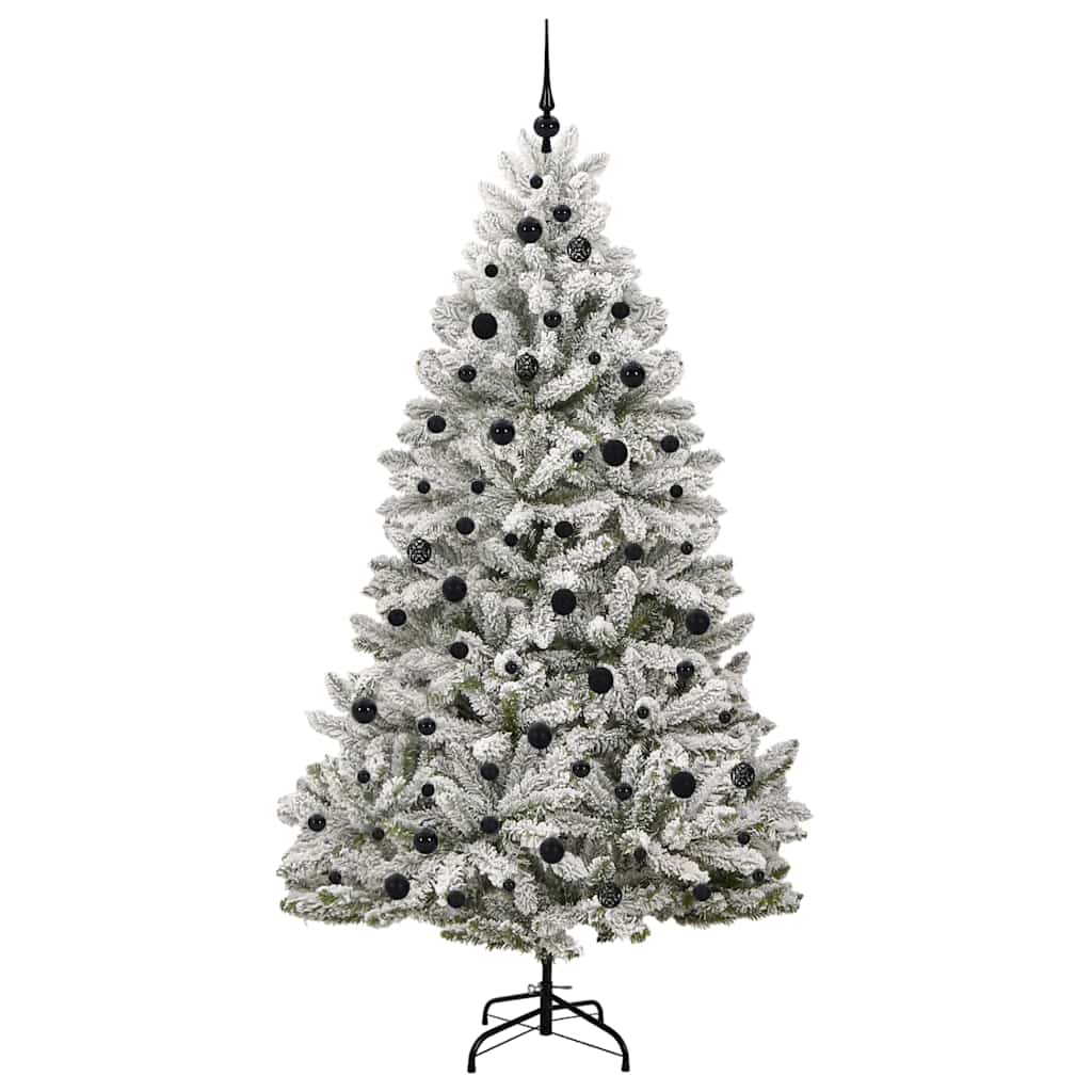 vidaXL Artificial Hinged Christmas Tree Green and White 210 cm