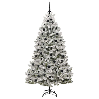 vidaXL Artificial Hinged Christmas Tree Green and White 210 cm