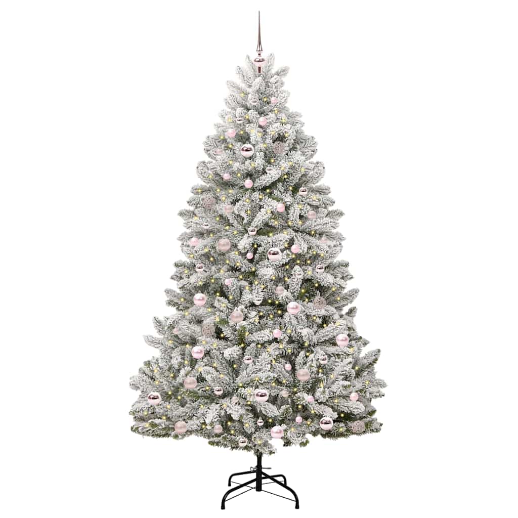 vidaXL Artificial Hinged Christmas Tree Green and White 210 cm - 47925