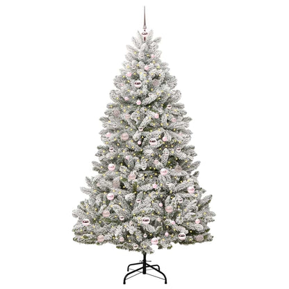 vidaXL Artificial Hinged Christmas Tree Green and White 210 cm - 47925