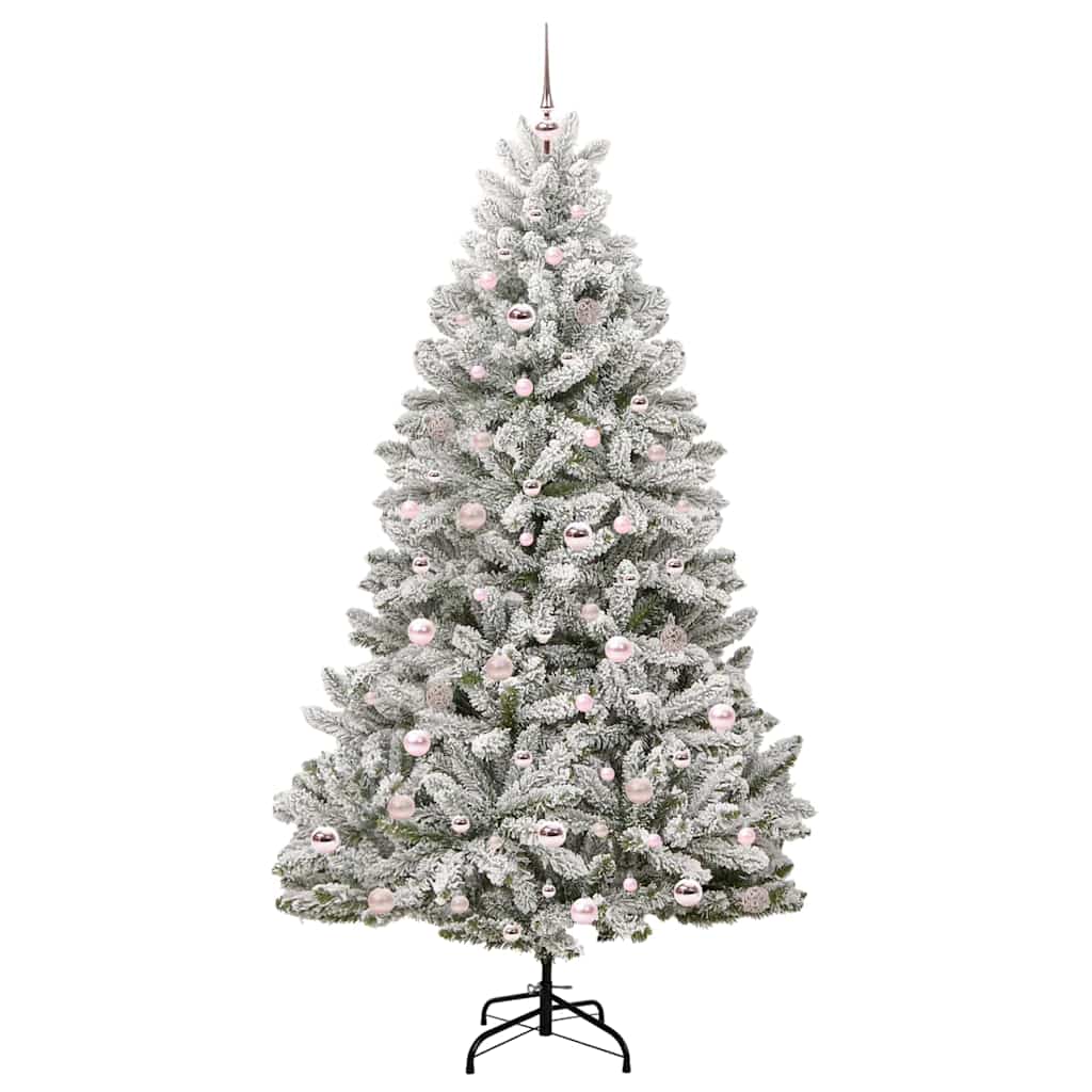 vidaXL Artificial Hinged Christmas Tree Green and White 210 cm - 47925