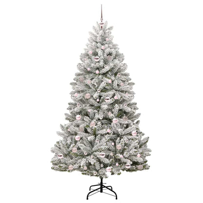 vidaXL Artificial Hinged Christmas Tree Green and White 210 cm - 47925