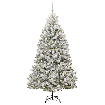 vidaXL Artificial Hinged Christmas Tree Green and White 210 cm - 47932
