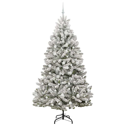 vidaXL Artificial Hinged Christmas Tree Green and White 210 cm - 47932