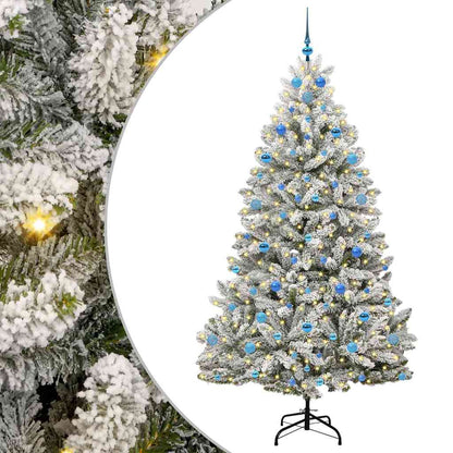 vidaXL Artificial Hinged Christmas Tree Green and White 210 cm - 47947