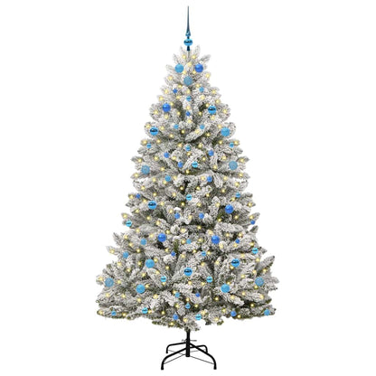 vidaXL Artificial Hinged Christmas Tree Green and White 210 cm - 47947
