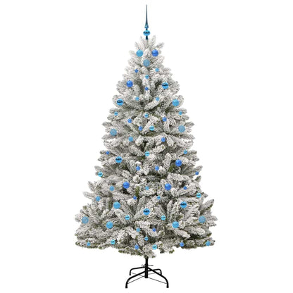 vidaXL Artificial Hinged Christmas Tree Green and White 210 cm - 47947