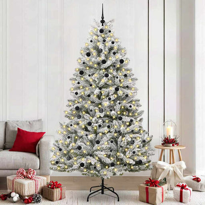 vidaXL Artificial Hinged Christmas Tree Green and White 240 cm