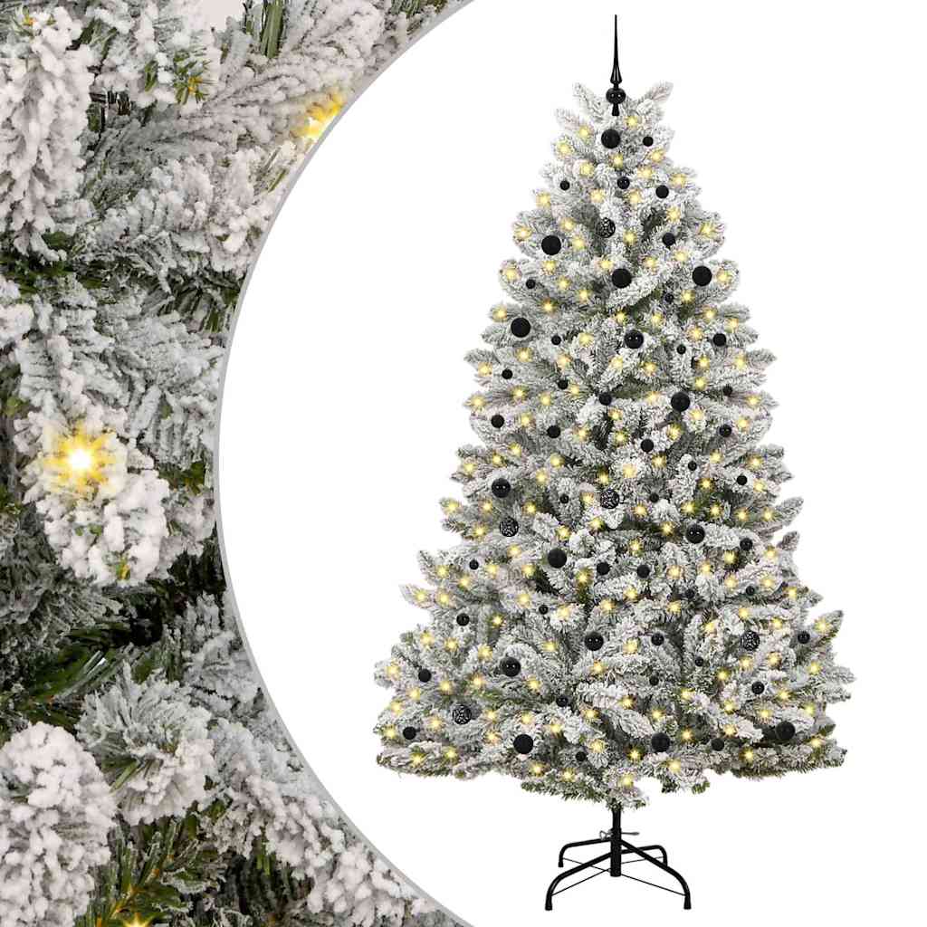 vidaXL Artificial Hinged Christmas Tree Green and White 240 cm