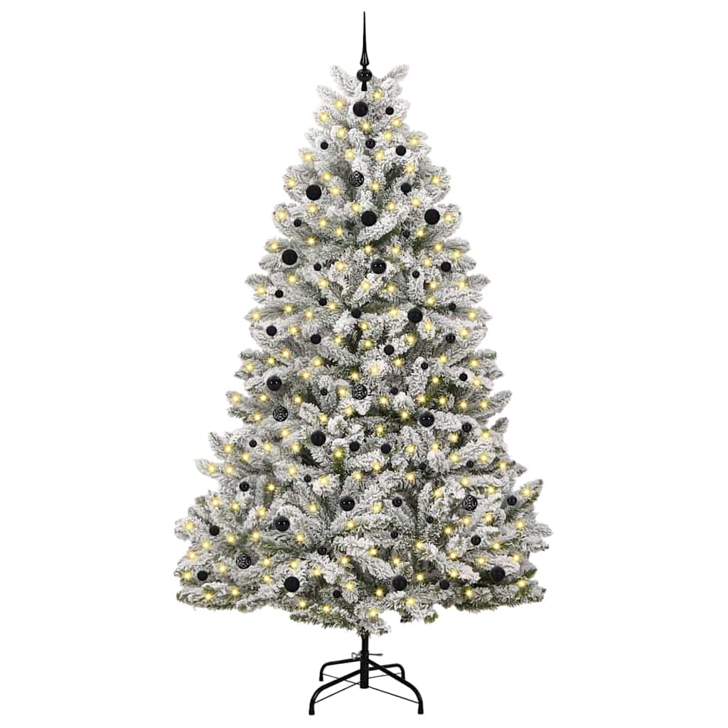 vidaXL Artificial Hinged Christmas Tree Green and White 240 cm