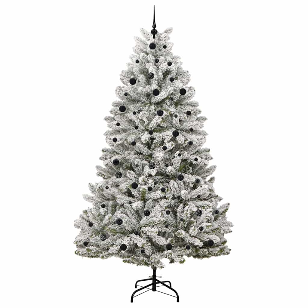 vidaXL Artificial Hinged Christmas Tree Green and White 240 cm