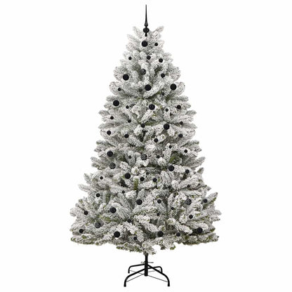 vidaXL Artificial Hinged Christmas Tree Green and White 240 cm