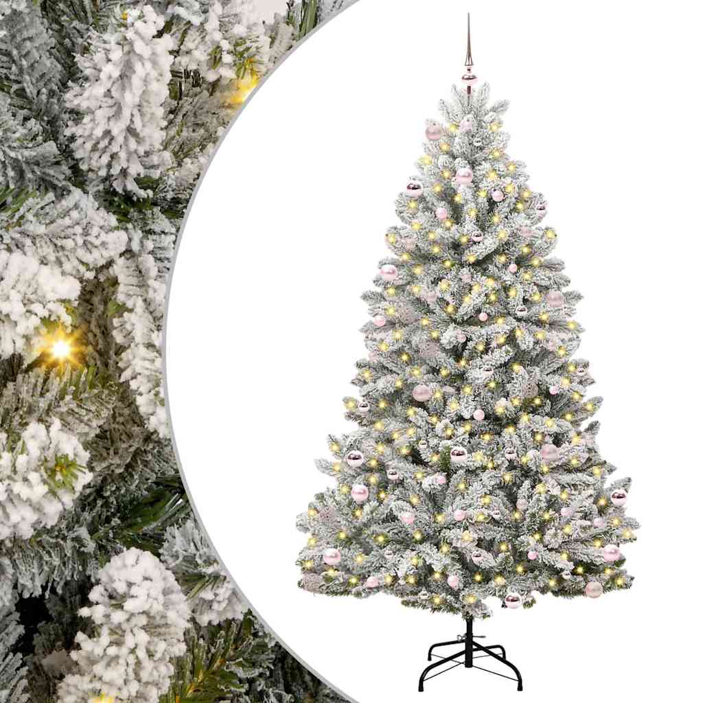 vidaXL Artificial Hinged Christmas Tree Green and White 240 cm - 47951
