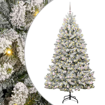 vidaXL Artificial Hinged Christmas Tree Green and White 240 cm - 47951