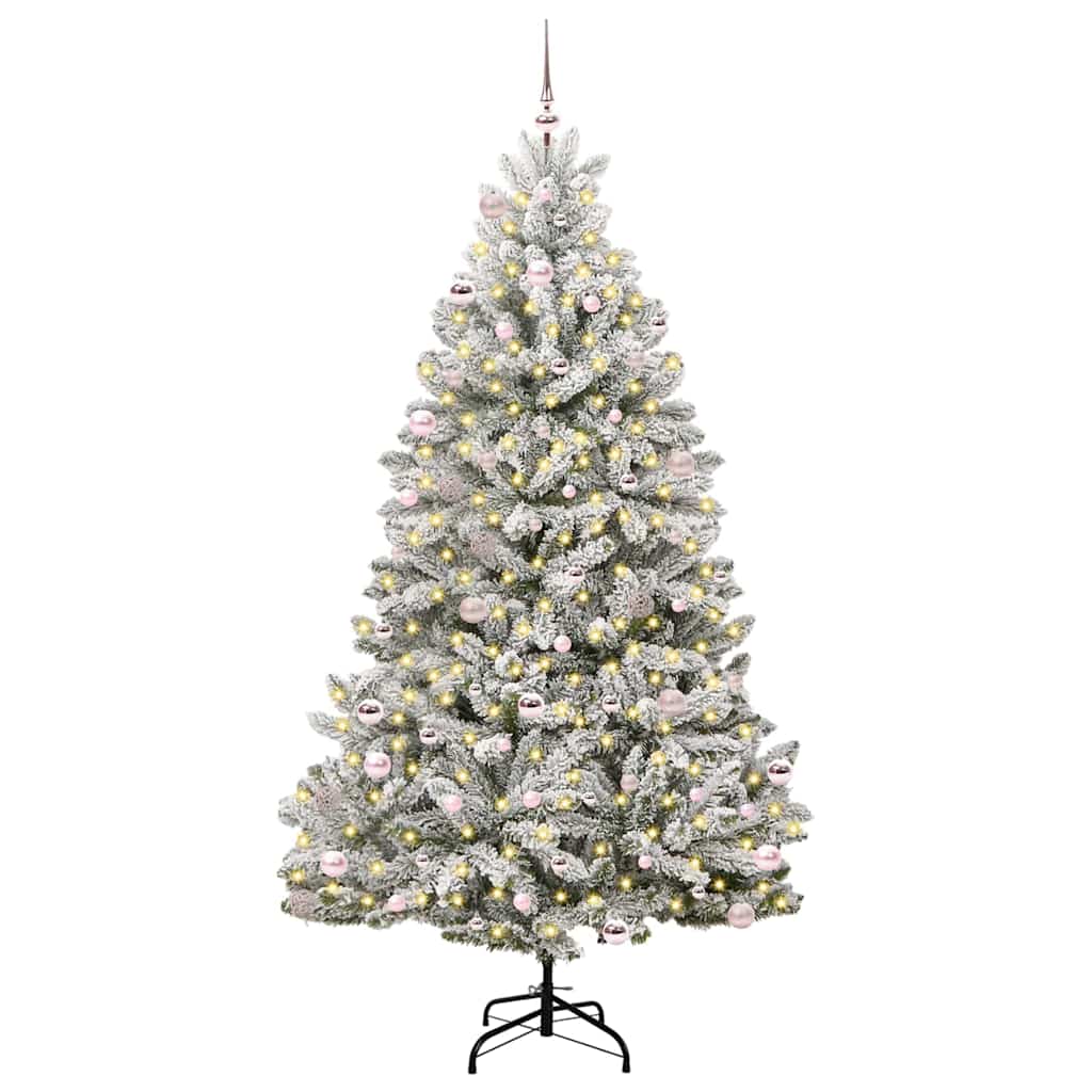 vidaXL Artificial Hinged Christmas Tree Green and White 240 cm - 47951