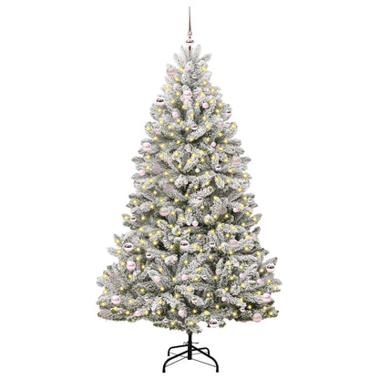 vidaXL Artificial Hinged Christmas Tree Green and White 240 cm - 47951