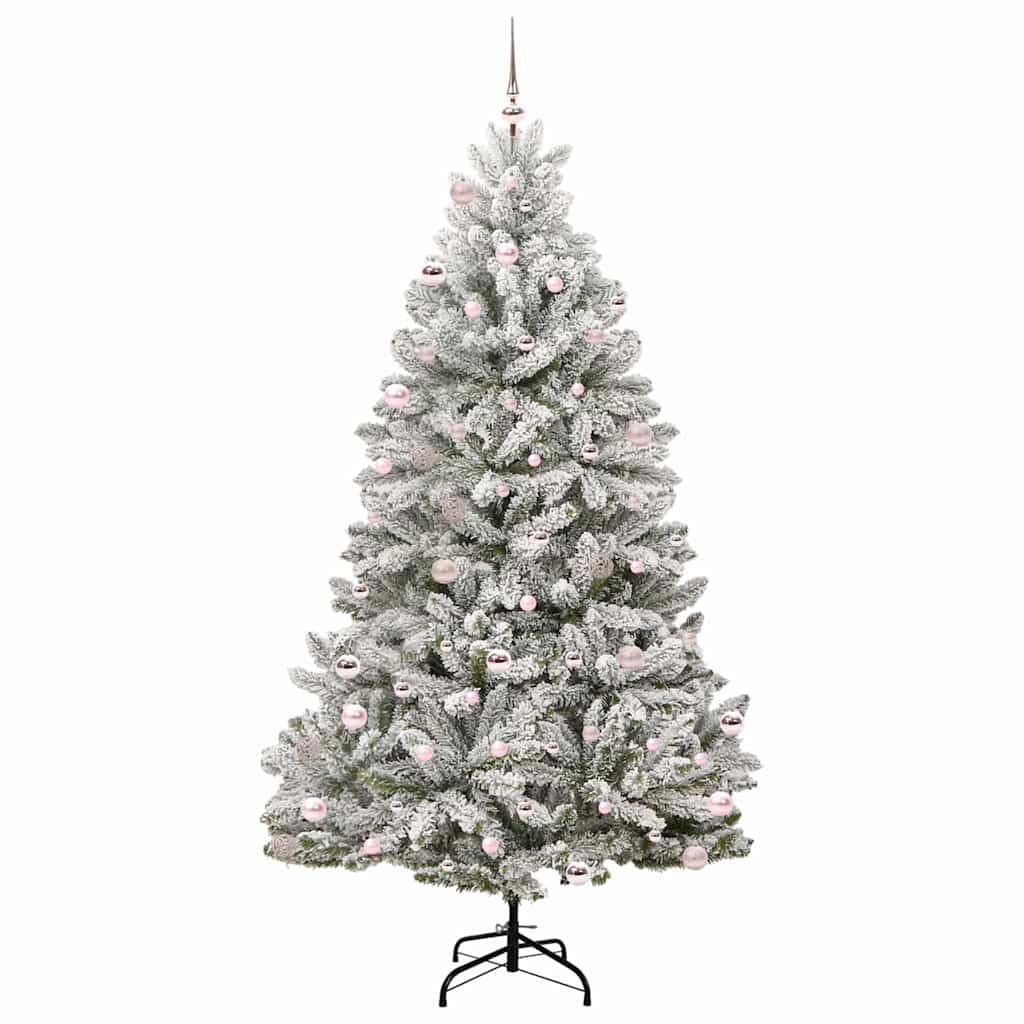 vidaXL Artificial Hinged Christmas Tree Green and White 240 cm - 47951