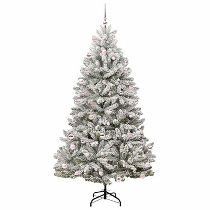 vidaXL Artificial Hinged Christmas Tree Green and White 240 cm - 47951