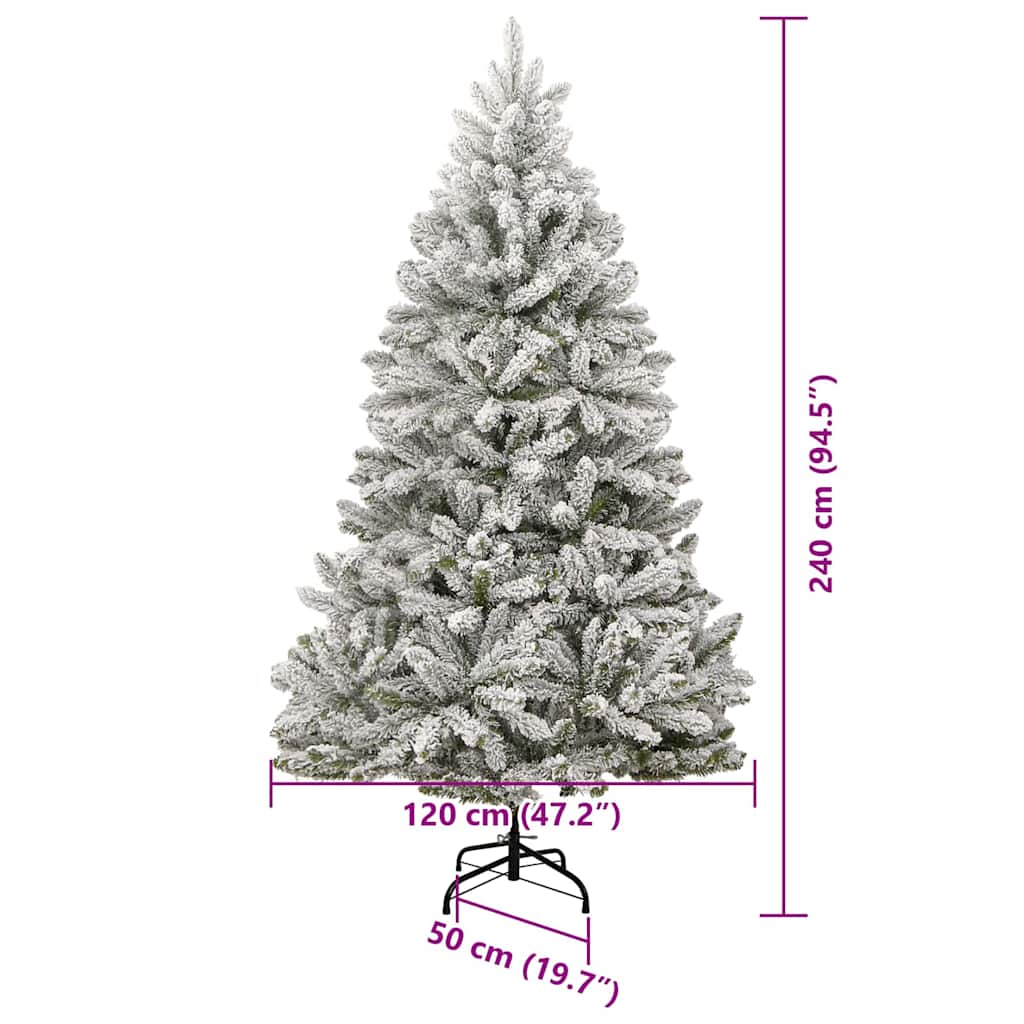 vidaXL Artificial Hinged Christmas Tree Green and White 240 cm - 47951