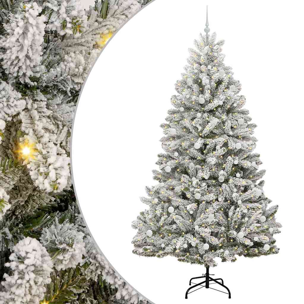 vidaXL Artificial Hinged Christmas Tree Green and White 240 cm - 47964